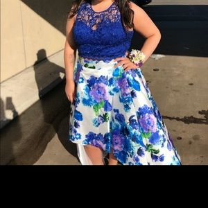 Blue Floral Prom Dress
